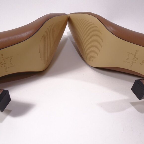 Marc Fisher Hint Snake-Print Heel Leather Booties Ankle Boots 7.5 NWOB 199 TAN - Picture 6 of 8